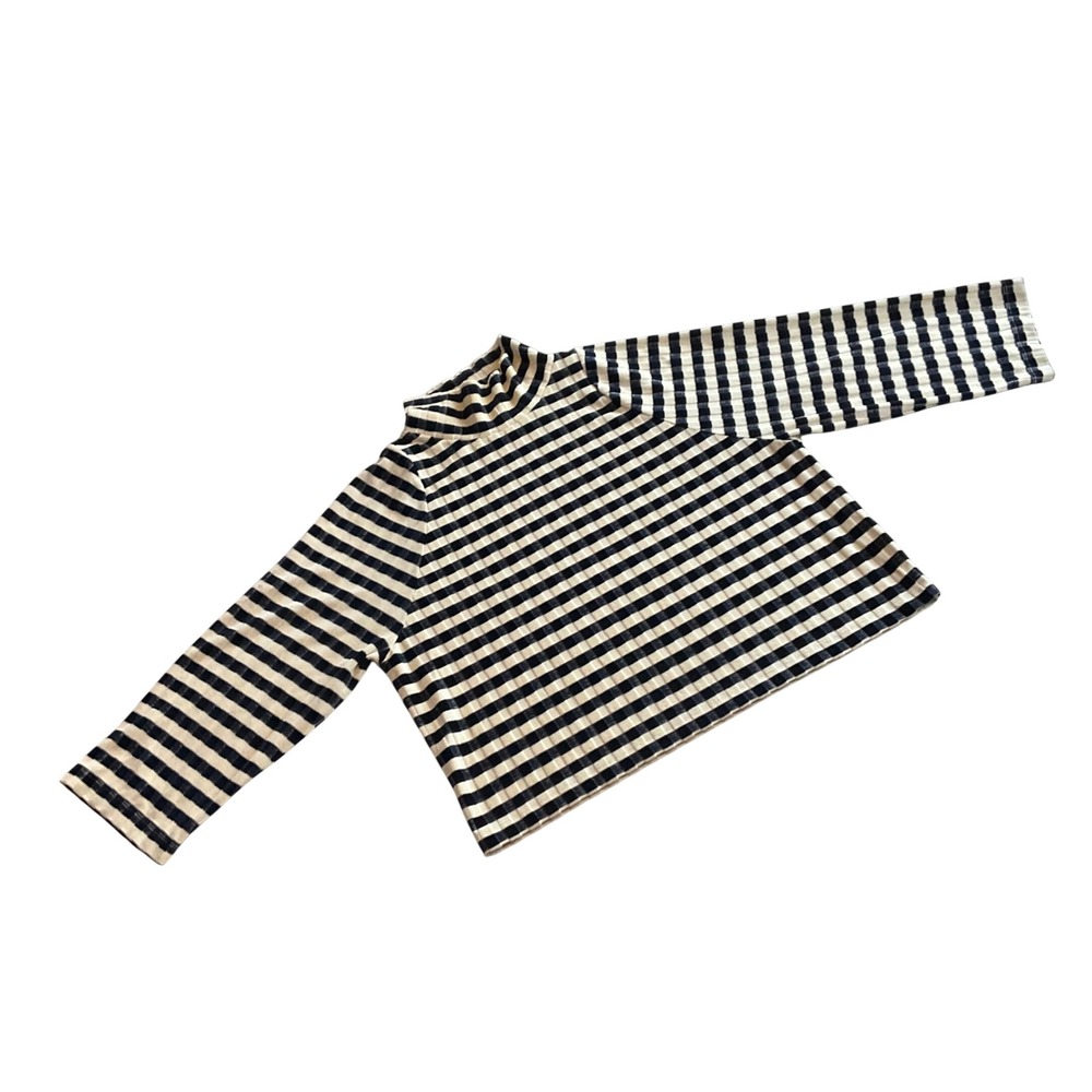 TEXTURE & THREAD‎ Madewell VeMockNeck Long Sleeve VelourTop Navy White Size M